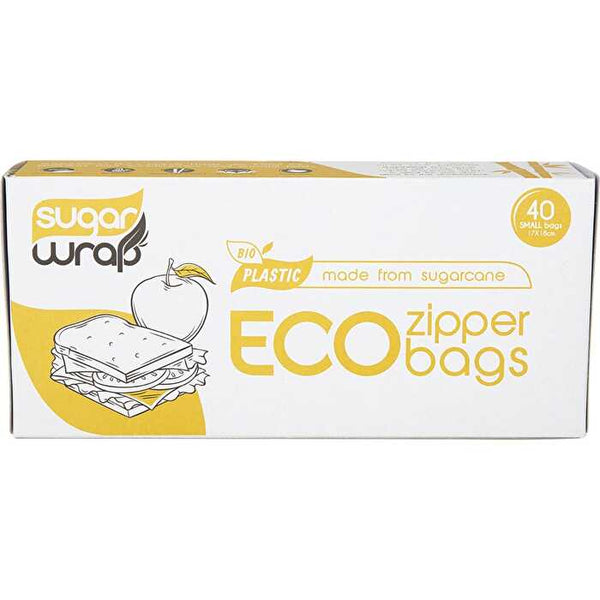 Sugarwrap Eco Zipper Bags Made from Sugarcane Small 40pk