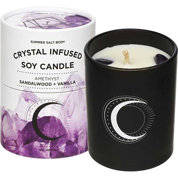 Summer Salt Body Crystal Infused Soy Candle Amethyst Sandalwood Vanilla