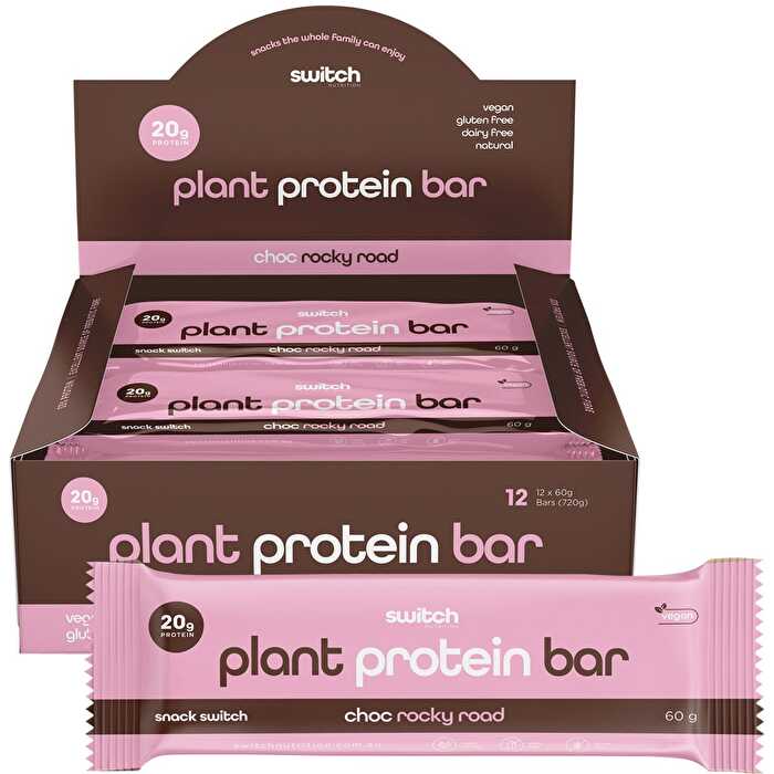 Switch Nutrition Plant Protein Bar Choc Rocky Road 12x60g