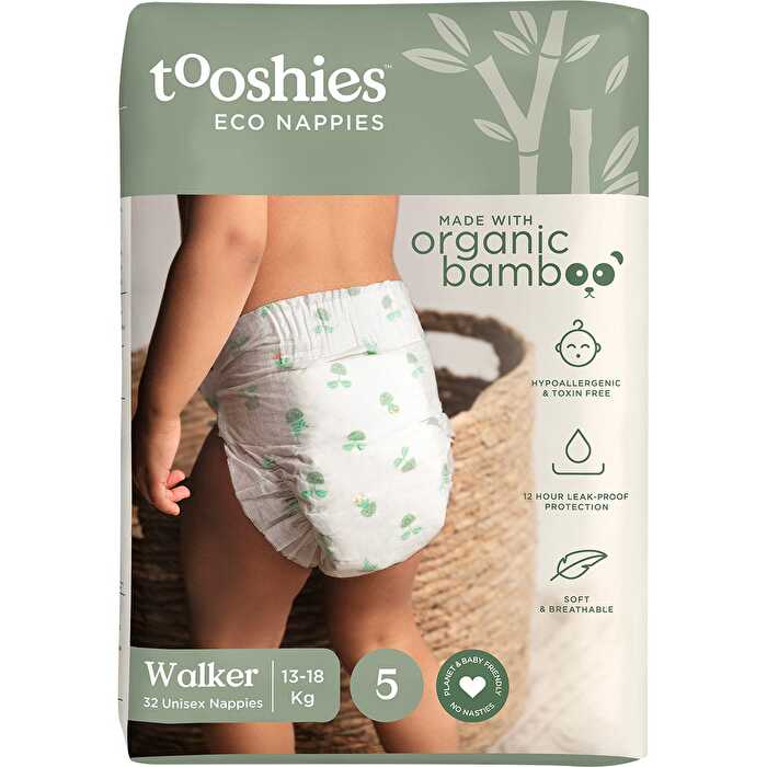 Tooshies Eco Nappies Size 5 Walker 13-18kg 2x32pk