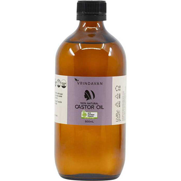 Vrindavan Castor Oil 100% Natural - Amber Glass Bottle 500ml