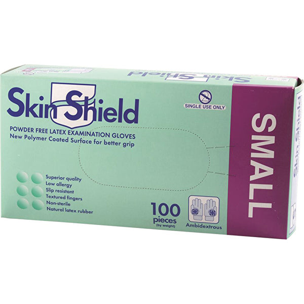 Dispensary & Clinic Items Skin Shield Latex Gloves Powder Free Small x 100 Pack