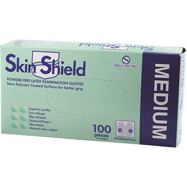 Dispensary & Clinic Items Skin Shield Latex Gloves Powder Free Medium x 100 Pack