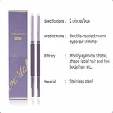 AMORTALS Double-Ended Micro Precision Eyebrow Razors – 2 Pieces