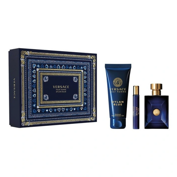 Versace Dylan Blue by Versace for Men - 3 Pc Gift Set 3.4oz EDT Spray, 0.3oz EDT Spray, 5.0oz Bath and Shower Gel