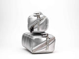 ESTETIKA Silver Makeup Bag Set - Stylish Cosmetic Organiser Bundle HOMEE + BIGEE