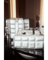 ESTETIKA Silver Makeup Bag Set - Stylish Cosmetic Organiser Bundle HOMEE + BIGEE