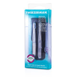Tweezerman Petite Tweeze Set: Slant Tweezer + Point Tweezer - (With Black Leather Case) 