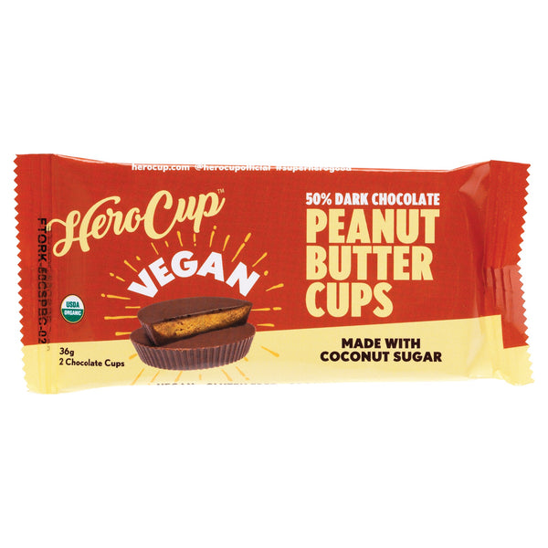 Herocup Peanut Butter Cups 50% Dark Chocolate Coconut Sugar 36g