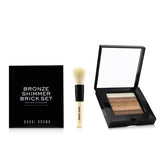 Bobbi Brown Bronze Shimmer Brick Set: Bronze Shimmer Brick Compact + Mini Face Blender Brush (Limited Edition)  2pcs
