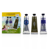 L'Occitane Happy Hands Kit: 2x  Shea Butter 30ml + 2x Lavender 30ml + 2x Verbena Cooling Hand Cream Gel 30ml 