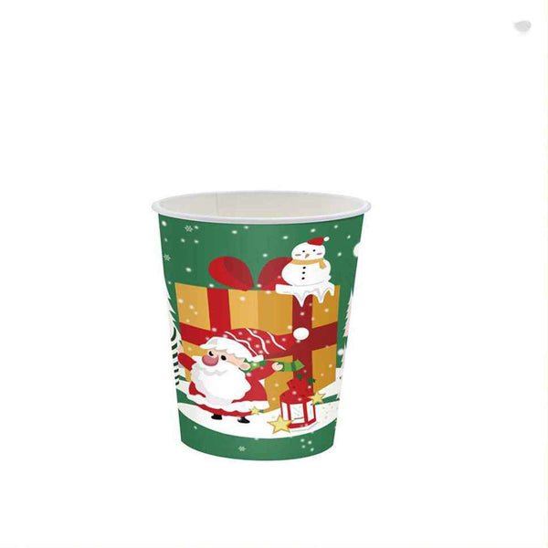 Cada Green Christmas Santa Claus Snowman Paper Cups  24pcs
