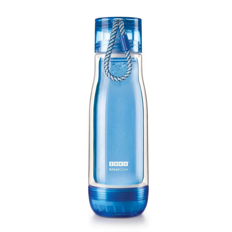 ZOKU Insulated Double-Walled with Suspended Glass Core Bottle 475ml - Blue  Fixed Size