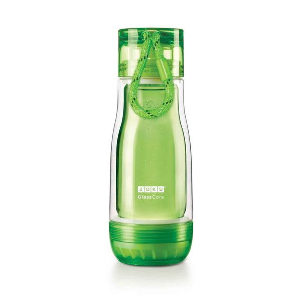 ZOKU Insulated Double-Walled with Suspended Glass Core Bottle 355ml - Green  Fixed Size