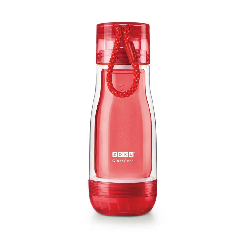 ZOKU Insulated Double-Walled with Suspended Glass Core Bottle 355ml - Red  Fixed Size