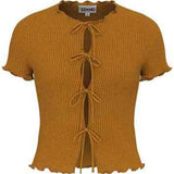 TUO&MIO Rib Cardi Top (Delivery Time 14-21 days) -  Gold - S