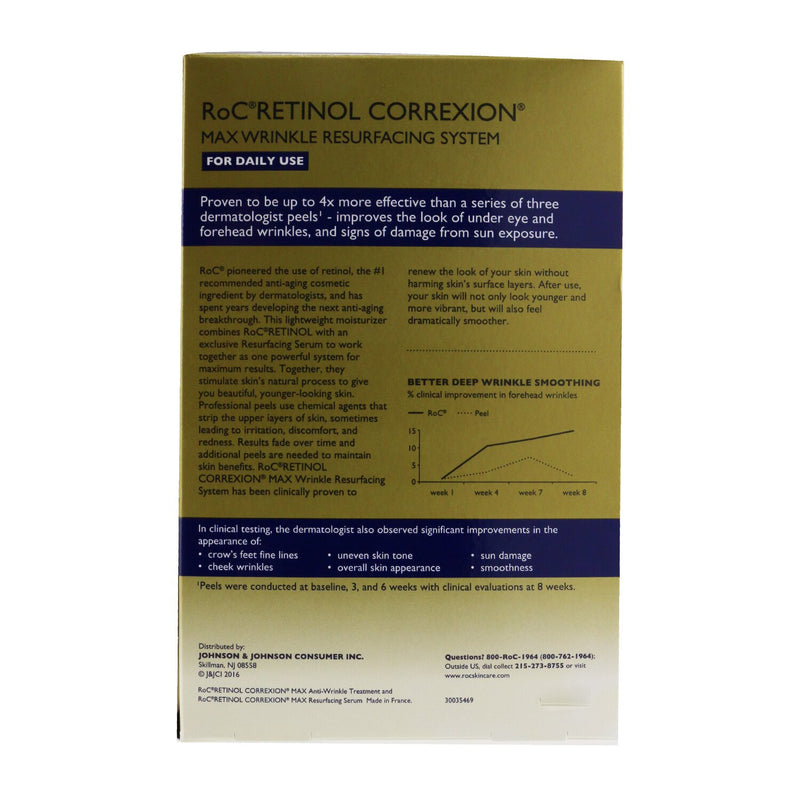 ROC Retinol Correxion Max Wrinkle Resurfacing System: Anti-Wrinkle Treatment 30ml + Resurfacing Serum 30ml 