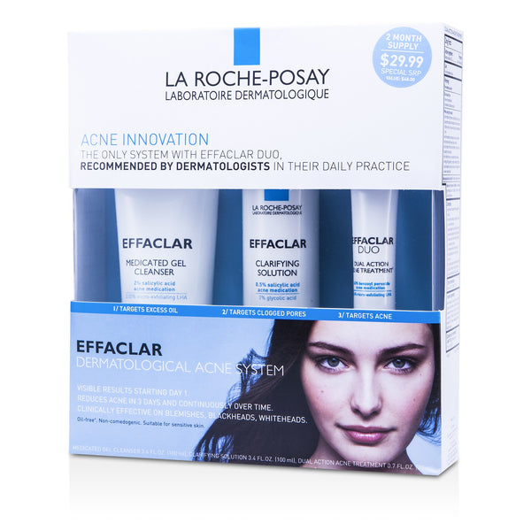 La Roche Posay Effaclar Dermatological Acne System: Gel Cleanser 100ml + Clarifying Solution 100ml + Acne Treament 20ml  3pcs