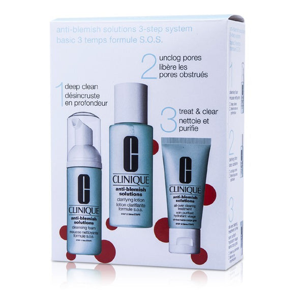 Clinique Anti-Blemish Solutions 3-Step System: Cleansing Foam + Clarifying Lotion + Clearing Treatment 3pcs