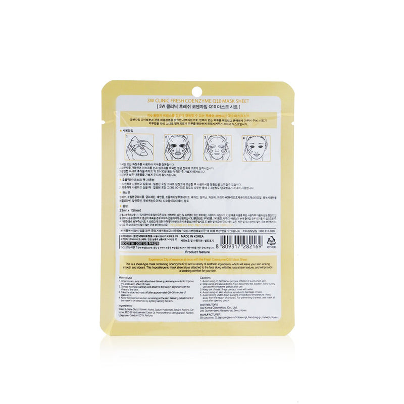 3W Clinic Mask Sheet - Fresh Coenzyme Q10  10pcs