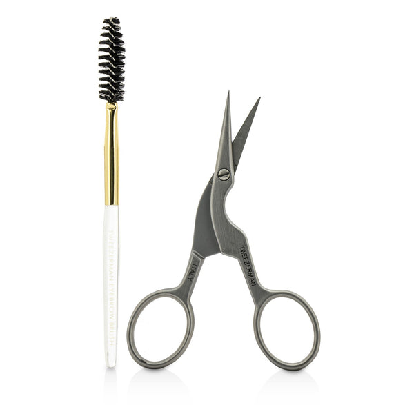 Tweezerman Stainless Steel Brow Shaping Scissors & Brush (Studio Collection) 