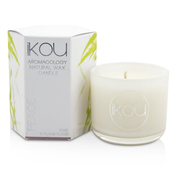 iKOU Eco-Luxury Aromacology Natural Wax Candle Glass - Peace (Rose & Ylang Ylang) 