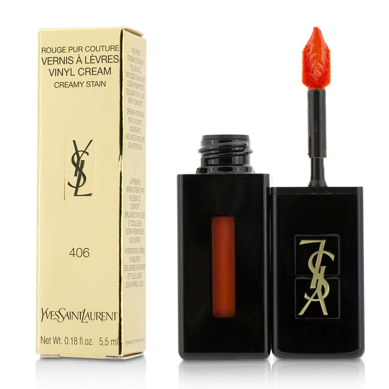 Yves Saint Laurent Rouge Pur Couture Vernis A Levres Vinyl Cream Creamy Stain - # 406 Orange Electro  5.5ml/0.18oz
