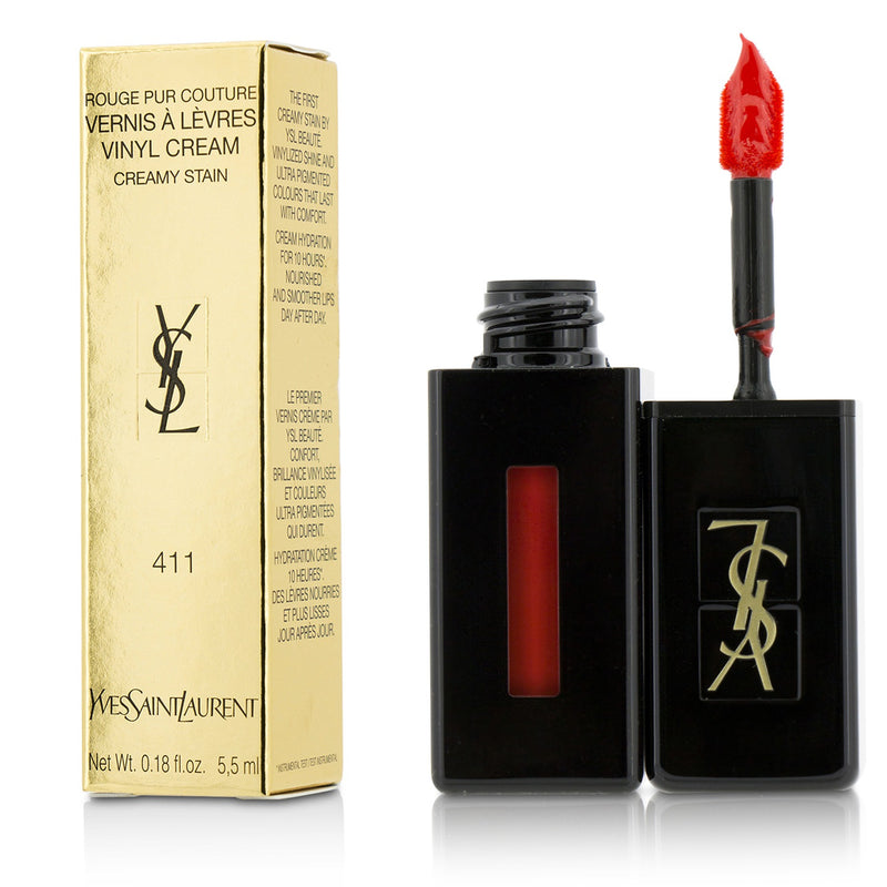 Yves Saint Laurent Rouge Pur Couture Vernis A Levres Vinyl Cream Creamy Stain - # 411 Rhythm Red 