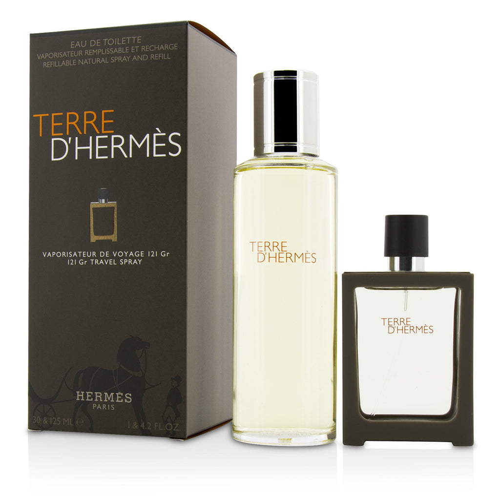 Terre hermes eau de toilette. Hermes Terre d'Hermes 30 + 125. Hermes Terre d'Hermes 125 ml. Вода туалетная Hermes Terre d'Hermes EDT Spray Refillable 30мл (оригинал). Hermes Terre 125. Мл сменный блок.