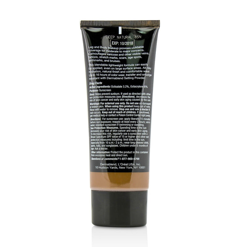 Dermablend Leg and Body Make Up Buildable Liquid Body Foundation Sunscreen Broad Spectrum SPF 25 - #Deep Natural 85N  100ml/3.4oz