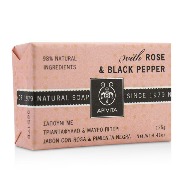 Apivita Natural Soap With Rose & Black Pepper 