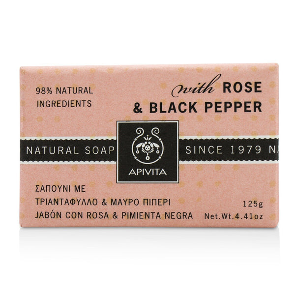 Apivita Natural Soap With Rose & Black Pepper 