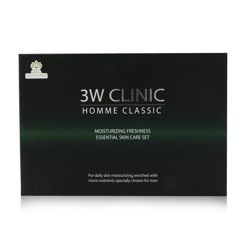 3W Clinic Homme Classic - Moisturizing Freshness Essential Skin Care Set: Essential Skin 150ml+30ml + Essential Lotion 150ml+30ml 