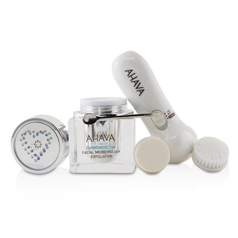 Ahava Diamond Glow Facial Micro-Polish Exfoliator (1x Micro-Exfoliating Cream 50ml, 1x Cleansing Device, 1x Brush Head) 