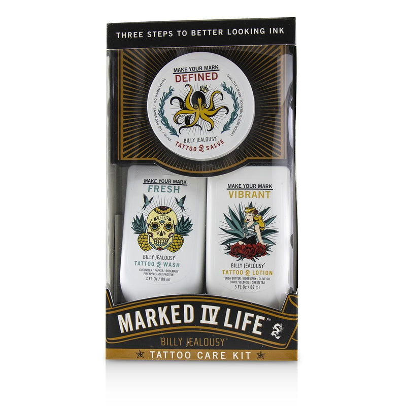 Billy Jealousy Marked IV Life Tattoo Care Kit: Tattoo Wash 88ml + Tattoo Lotion 88ml + Tattoo Slave 57g 