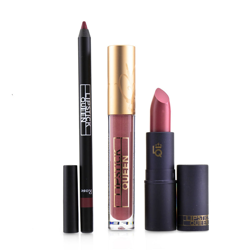 Lipstick Queen Kiss From A Rose Full Size Lip Trio : (1x Lip Liner, 1x Lip Gloss, 1x Lipstick)  3pcs