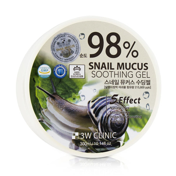 3W Clinic 98% Snail Mucus Soothing Gel  300ml/10.14oz