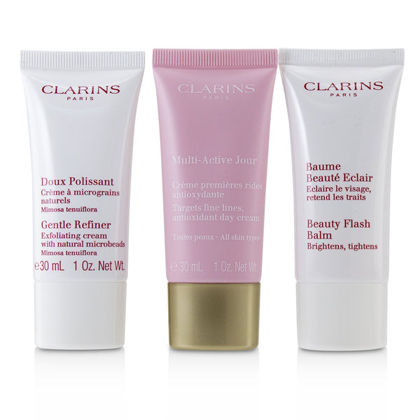 Clarins Multi-Active 30+ Anti-Ageing Skincare Set: Gentle Refiner 30ml + Multi-Active Day Cream 30ml + Beauty Flash Balm 30ml 