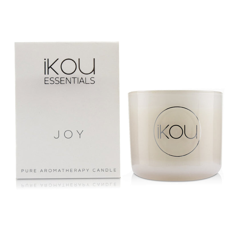 iKOU Essentials Aromatherapy Natural Wax Candle Glass - Joy (Australian White Flannel Flower) 