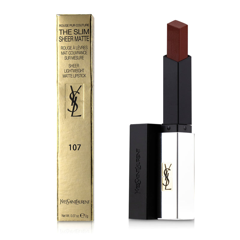 Yves Saint Laurent Rouge Pur Couture The Slim Sheer Matte Lipstick - # 107 Bare Burgundy  2g/0.07oz