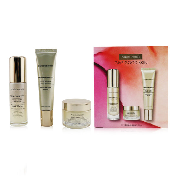 BareMinerals Give Good Skin Trio Set: Vital Power Infusion 30ml+ Vital Power Moisturizer SPF 30 30ml+ Vital Power Sleeping Gel Cream 30g  3pcs