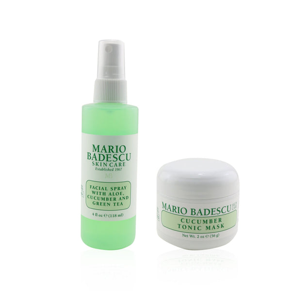 Mario Badescu Cucumber Mask & Mist Duo Set: Facial Spray With Aloe, Cucumber And Green Tea 4oz + Cucumber Tonic Mask 2oz 