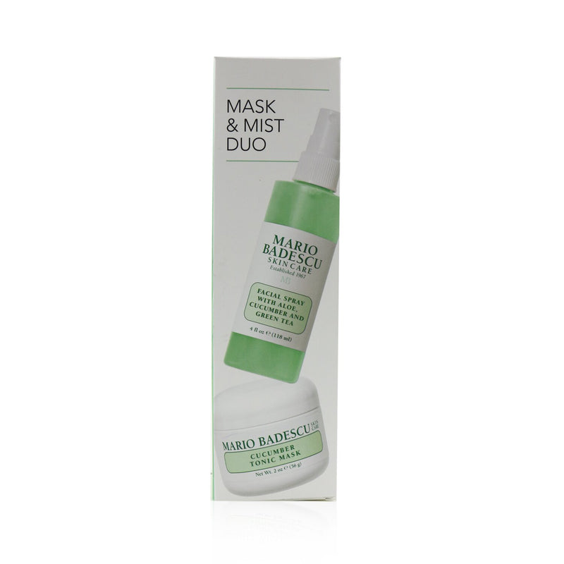 Mario Badescu Cucumber Mask & Mist Duo Set: Facial Spray With Aloe, Cucumber And Green Tea 4oz + Cucumber Tonic Mask 2oz 