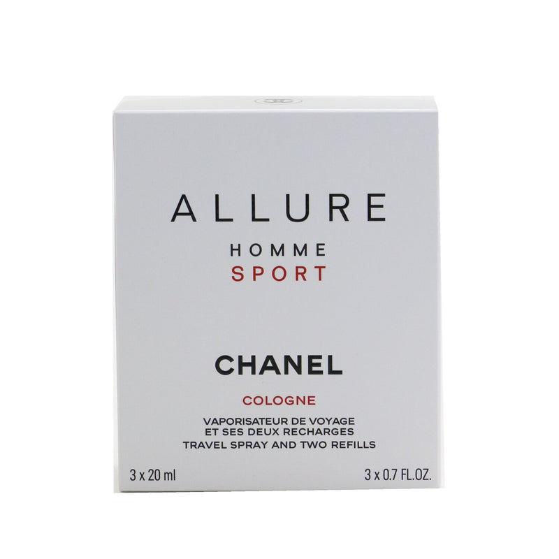 Chanel Allure Homme Sport Cologne Travel Spray & Two Refills  3x20ml/0.7oz