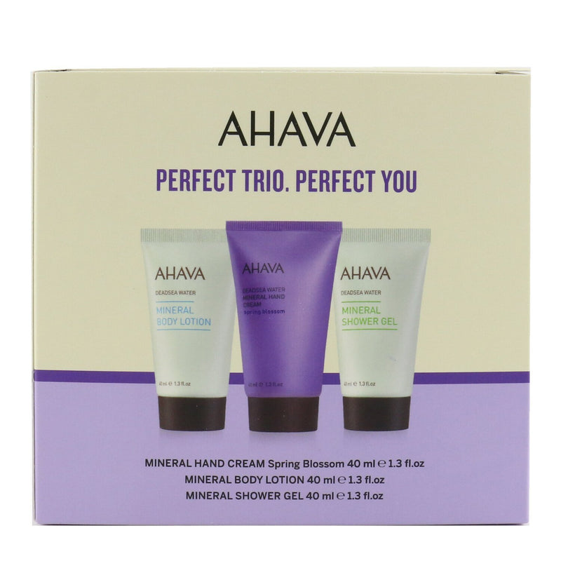 Ahava Deadsea Water Perfect Mineral Body Trio Set: Hand Cream 40ml + Body Lotion 40ml + Shower Gel 40ml 