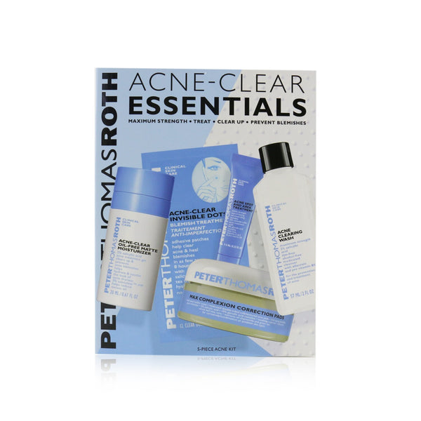 Peter Thomas Roth Acne-Clear Essentials 5-Piece Acne Kit: Wash 57ml+Correction Pads 20 pcs+Moisturizer 20ml+Treatment 7.5ml+Clear Dots 12 dots  5pcs