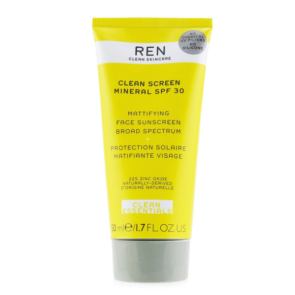 Ren Clean Essentials Clean Sreen Mineral SPF 30 Mattifying Face Sunscreen Broad Spectrum (High Protection)  50ml/1.7oz