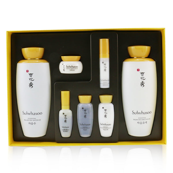 Sulwhasoo Essential Duo Set: Balancing Water (125ml+15ml) + Balancing Emulsion (125ml+15ml)  + Activating Serum 8ml + Rejuvenating Eye Cream 3.5 ml + Firming  Cream 5ml 