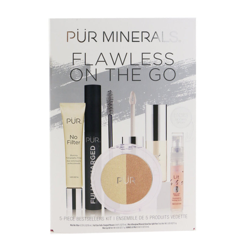 PUR (PurMinerals) Flawless On The Go 5 Piece Bestsellers Kit (1x Mini Primer, 1x Mascara, 1x Mineral Glow, 1x Mini Lip Oil, 1x Mini Mist) 