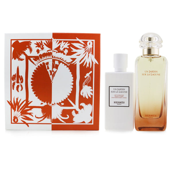 Hermes Un Jardin Sur La Lagune Coffret: Eau De Toilette Spray 100ml/3.3oz + Moisturizing Body Lotion 80ml/2.7oz 